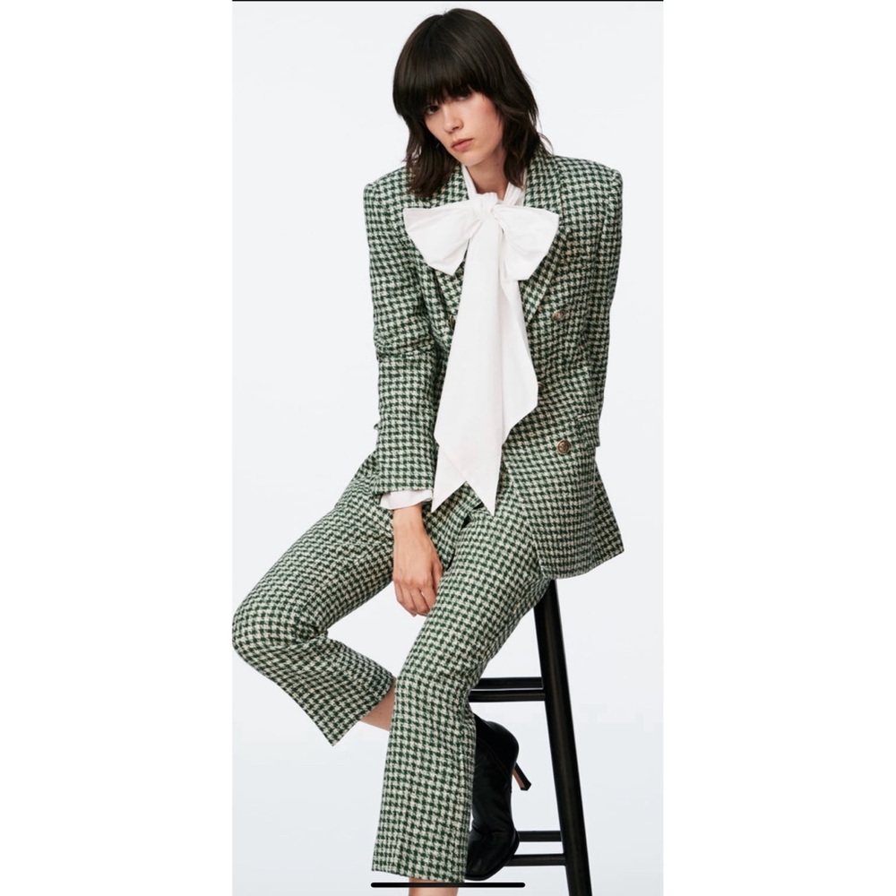 NWT ZARA TWEED STRUCTURED MINI FLARE PANTS - Picture 3 of 9